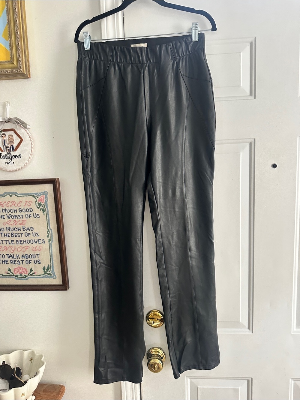 Anthropologie Pilcro Black Faux Leather Pants sz 29